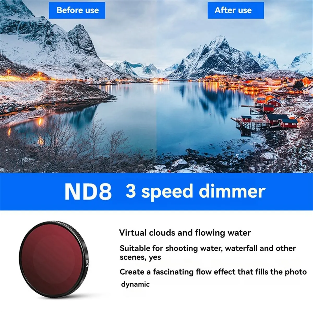 【~ New N07R】For GO 3S Lens Filter Action Camera Filter Set UV CPL ND8 ND16 ND32 ND64 for GO 3S Accessory Kit