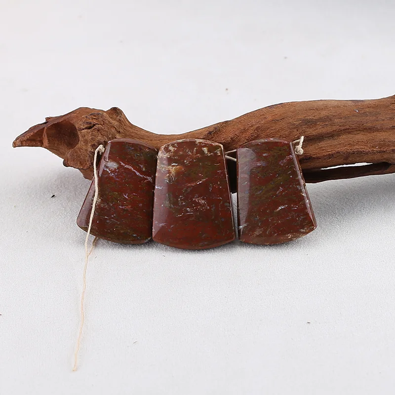 

3PCS Natural Ocean Jasper Trapezoid Shape Pendant Beads for Jewelry Making, Handmade Natural stones beads