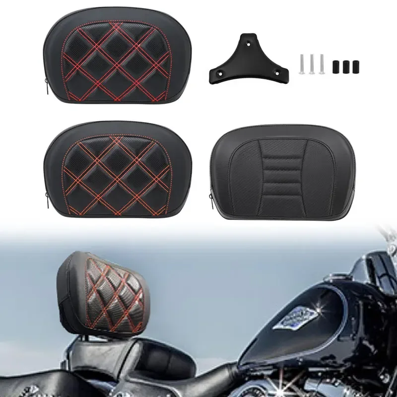 Motorcycle Backrest Sissy Bar Back Rest Cushion Pad Cover Pads For Harley Touring Street Glide Road King Road Glide 1996-later