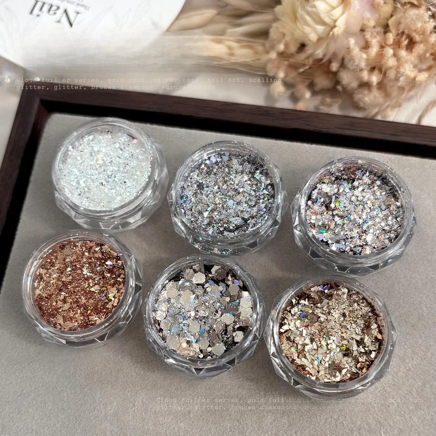 2Set Sparkly Mixed Polygon Nail Sequins, Silver White Glitter Fragments, DIY Manicure Nail Art Decor Accessories