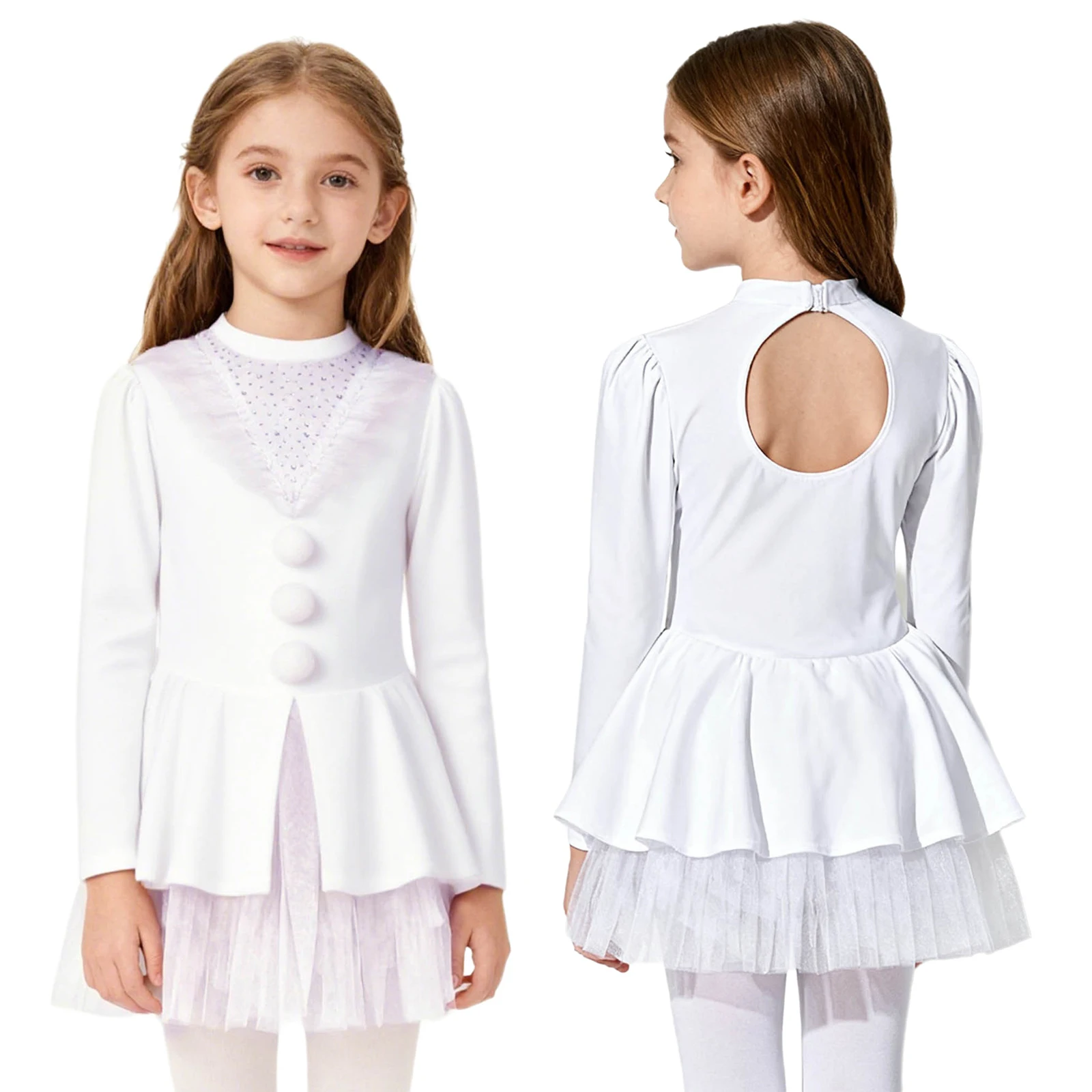 فستان عيد الميلاد الأنيق للفتيات الصغيرات مع أحجار الراين المتلألئة وتصميم فتحة خلفية فستان الأميرة لعيد الميلاد #4