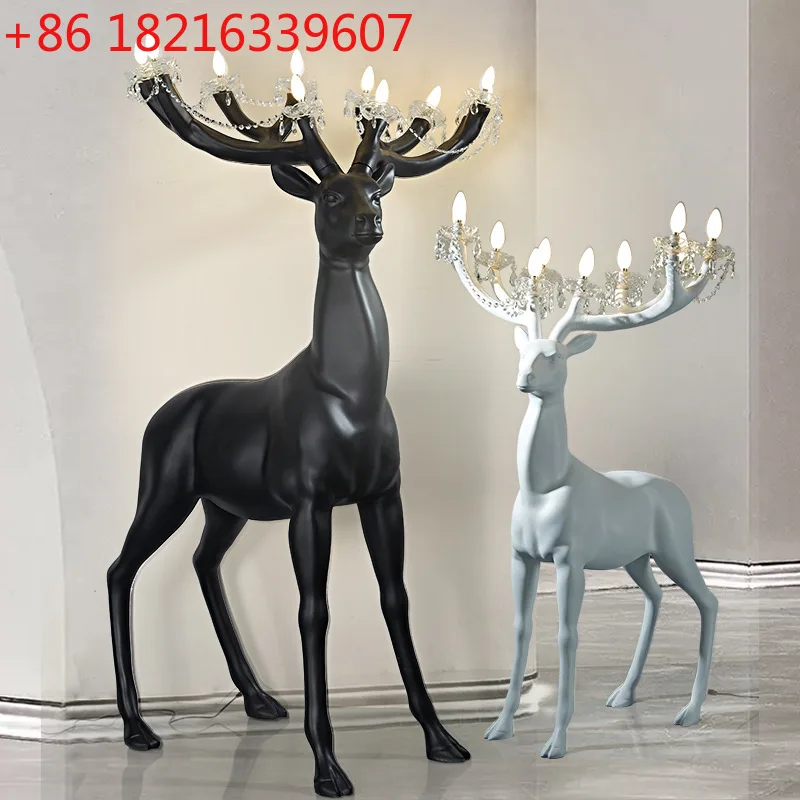 

Пятнистый олень торшер карибу скульптура моделирование большой вестибюль отеля декоративные украшения лампы