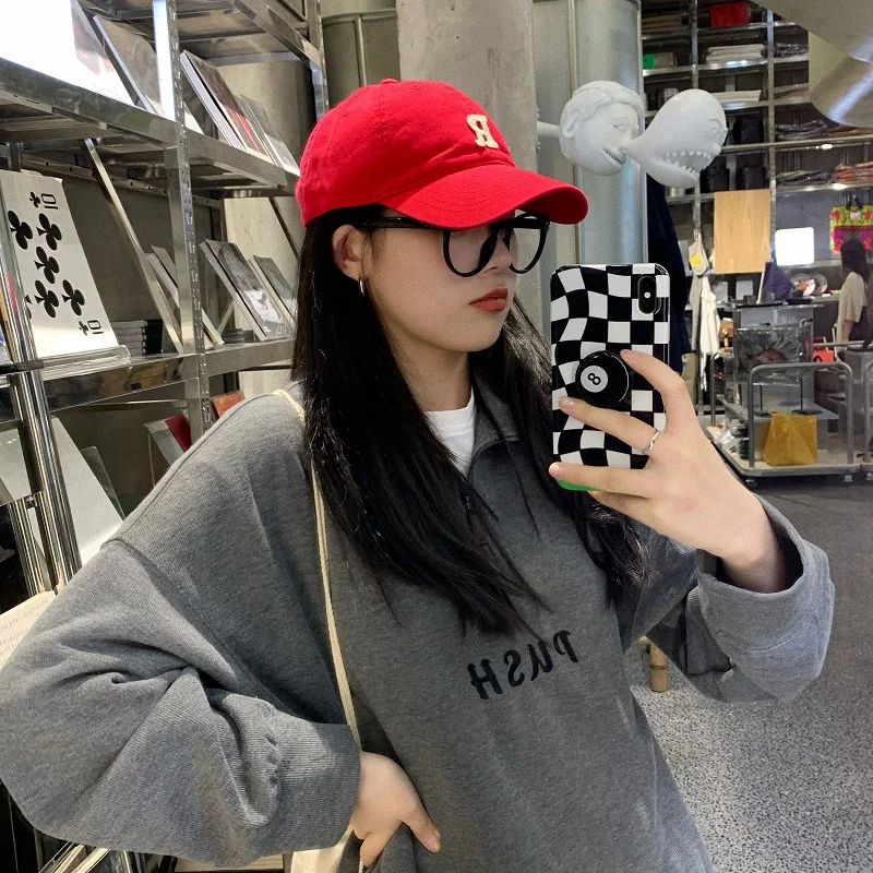 2022 Hat Female Online Influencer R Alphabet Peaked Cap Trendy Ins Korean Style All-Matching Sun Hat Style New Baseball Cap