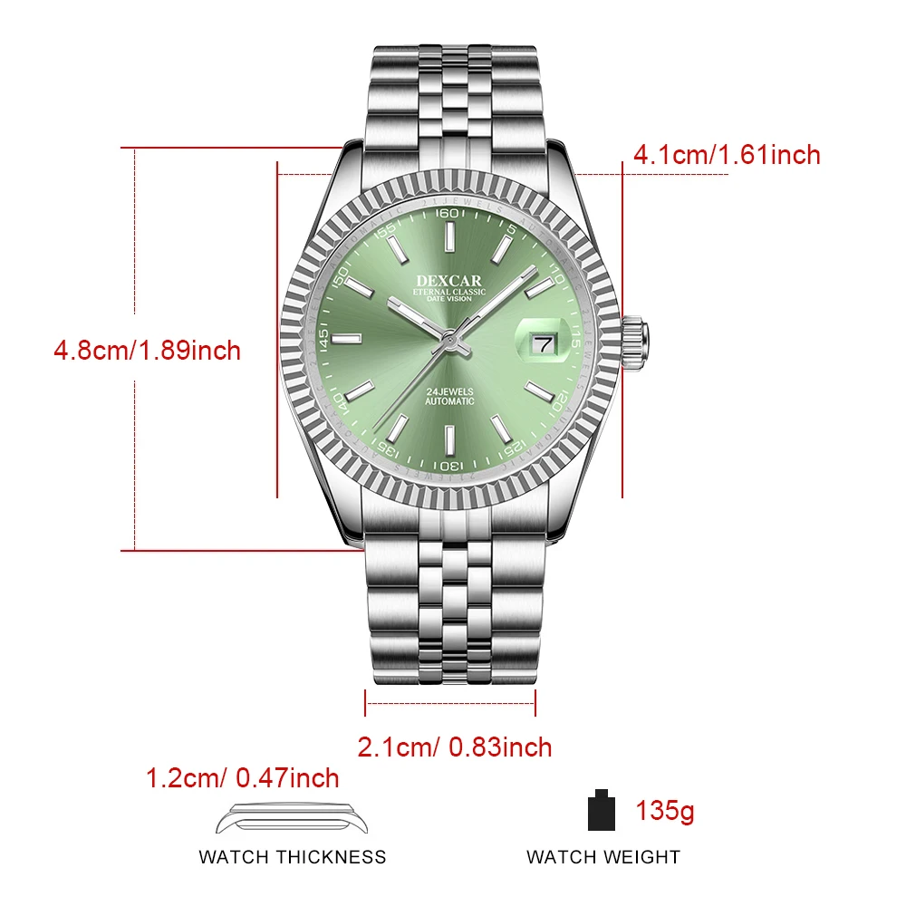 Dexcar relógios masculinos marca superior de luxo relógio de pulso mecânico relógio automático para homem ar safira à prova dwaterproof água reloj