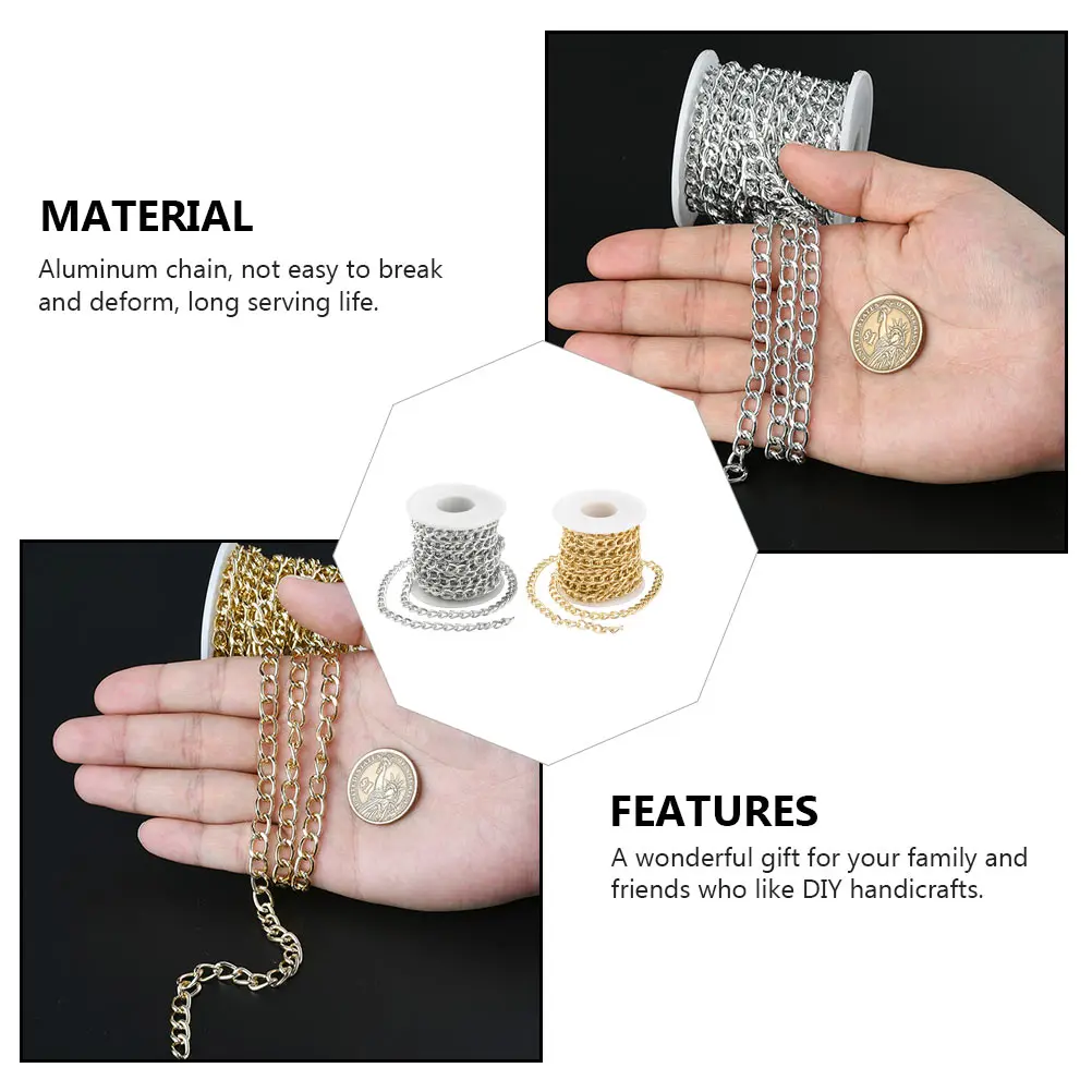 

2 шт., 2 рулона, алюминиевая бордюрная цепочка, витой крест, металлическая цепочка для изготовления ювелирных изделий своими руками, ожерелье, браслет, украшение оптом