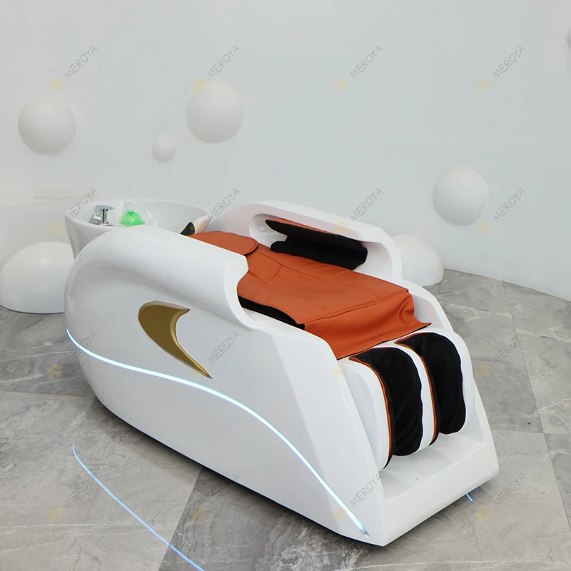 Modern Beauty Salon Furniture Washing Chair Bed Luxury Head Therapy Electric Massage Shampoo Chair with Water Circulation
