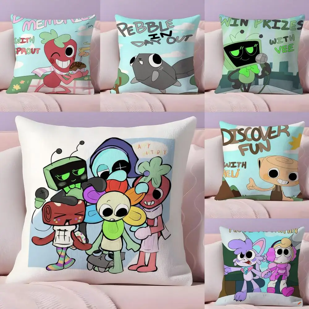 Game D-Dandys World Cushion Cover Plush Fabric Double-Sided Printed Invisible Zipper Sofa Pillow Case Home Bedroom Decor