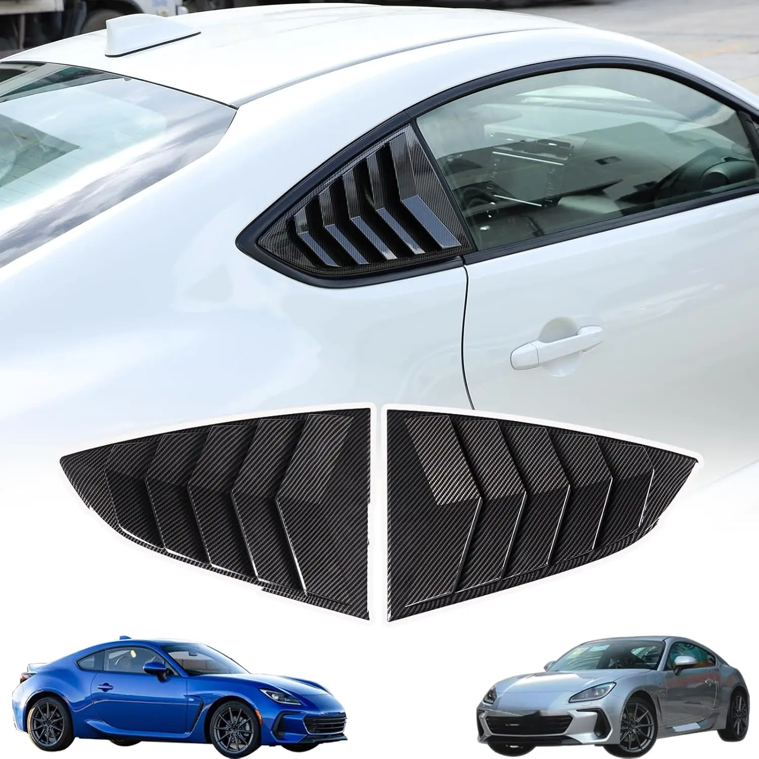 ABS Carbon Car Rear Window Glass Triangle Shutter Trim Louver Decorative Plate Cover For Toyota 86 2022-25 Subaru BRZ 2022-2025