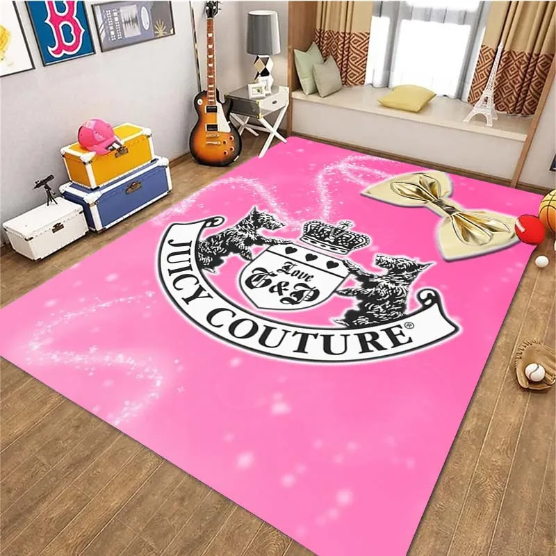 Juicy Couture Dress Fashion Brand Logo Area Rugs for Living Room Bedroom Decoration Rug Children Play Room Mat Anti-slip Carpets