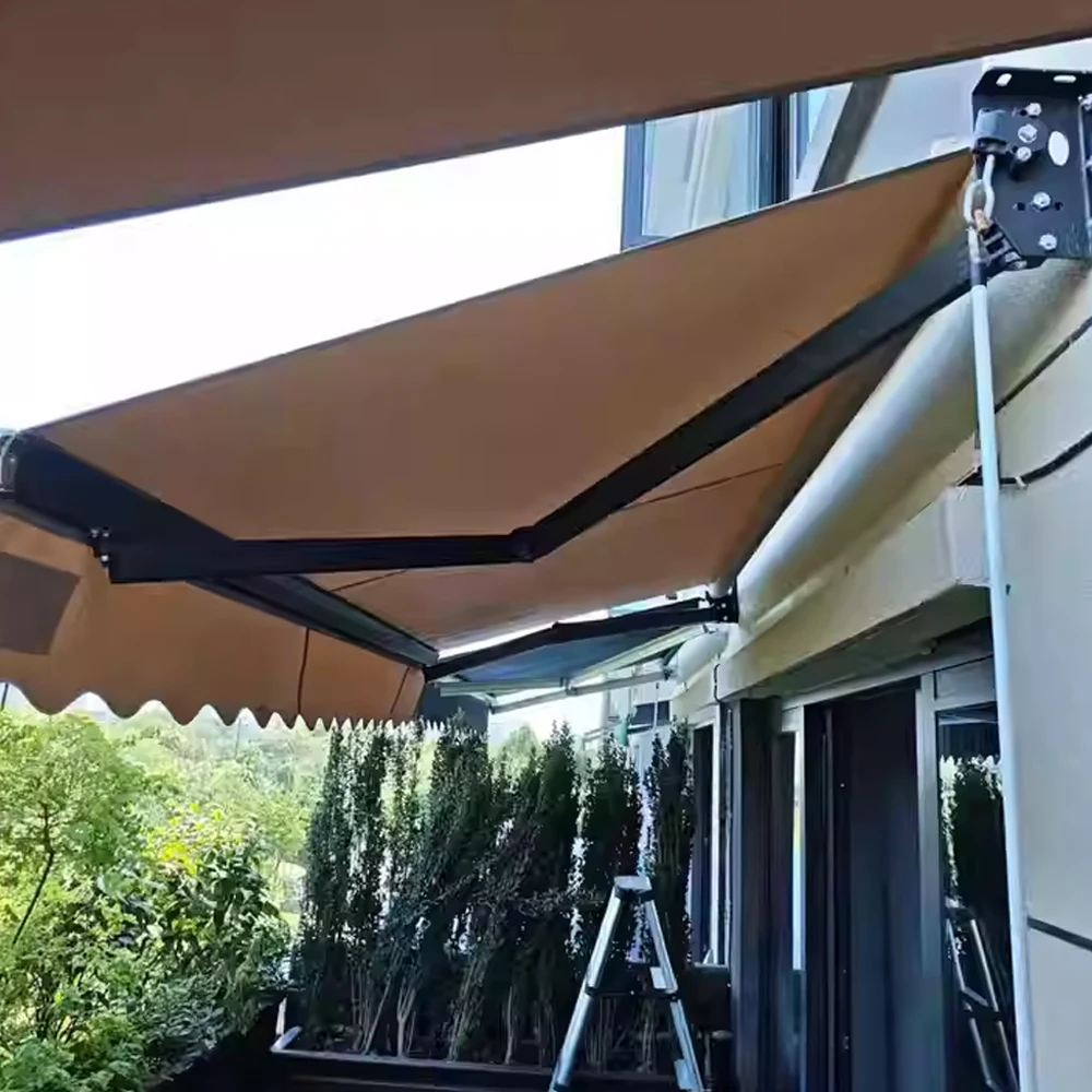 Aluminum Full Cassette Awning Retractable Motorized Electric Porch Canopy Folding Arm Shade Patio Weather Proof