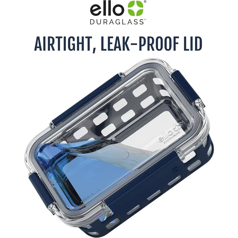 حاويات تخزين الطعام الزجاجية المقاومة للتسرب مع أكمام من السيليكون، وأغطية محكمة الغلق خالية من مادة BPA، وآمنة في غسالة الأطباق والميكروويف #5