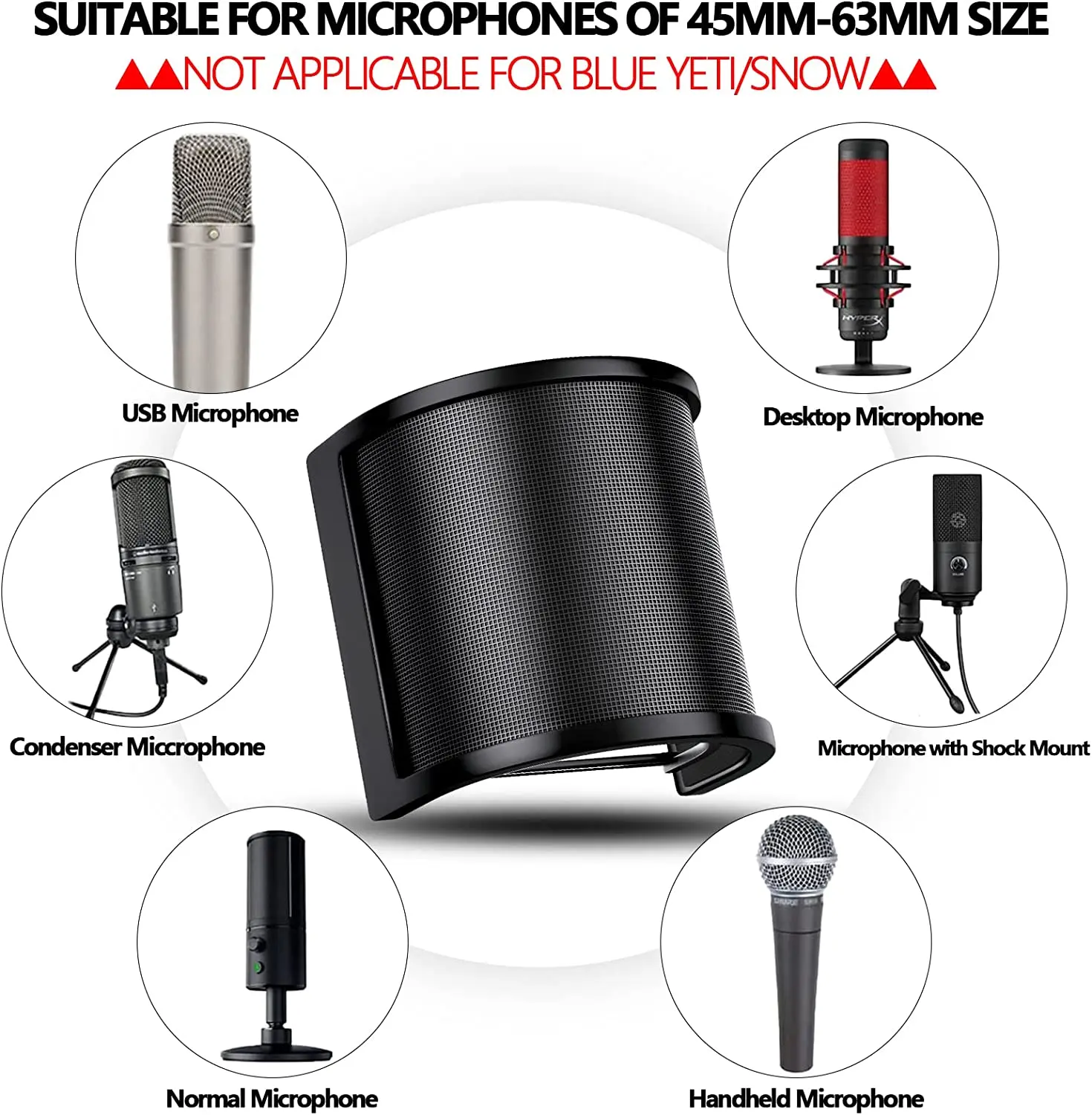 Universal ไมโครโฟน Pop Filter สำหรับคอนเดนเซอร์ไมโครโฟน PC Studio,โลหะกระจกสำหรับ FIFINE K669/K658 Mic