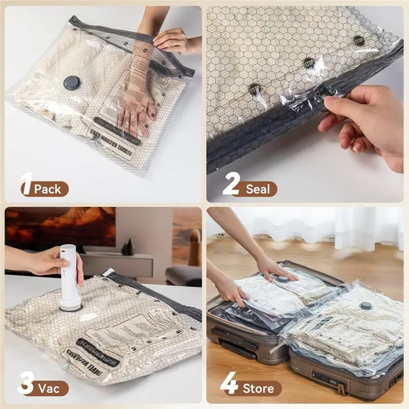 [NEW!A08R】 Vacuum Seal Bags 6 PCS With Electric Air Pump, Compression Space Saver For Home Storage, For Travel, Clothing