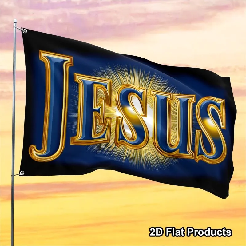Jesus Flag Decorative Religious Flag Bold Lettering Radiant Design for Indoor Outdoor Home Garden Display