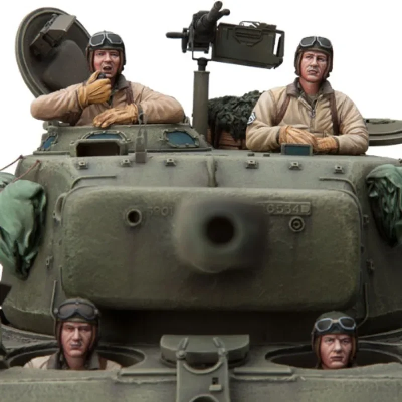Maßstab 1:16, US-Panzerbesatzung aus dem Zweiten Weltkrieg, 4 Personen, Rage, Kunstharzfigur, zusammengebauter Modellbausatz, Militär-Hobby-Diorama, selbstmontiert, unbemalt