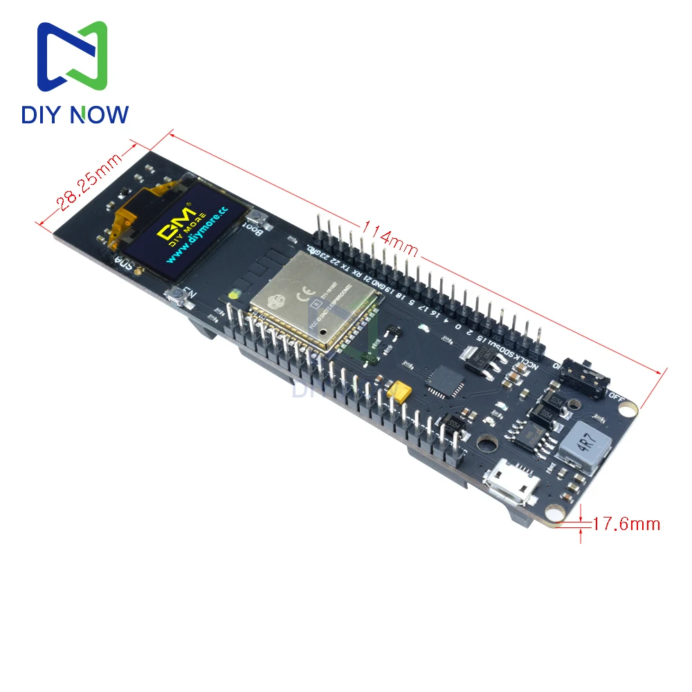 ESP32 0.96 inch OLED WIFI Bluetooth Development Board with 18650 Battery Holder  Screen Display Blue / White / Yellow Blue