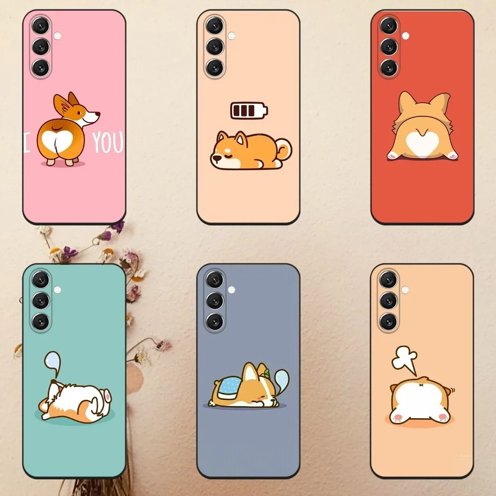 

Cute Corgi Puppy Phone Case For Samsung Galaxy A13,A21s,A22,A31,A32,A52,A53,A71,A80,A91 Soft Black Cover