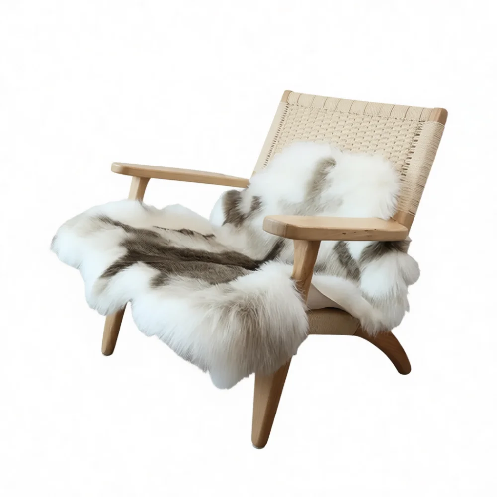 Comfortable Reindeer Shape Plush Area Rug Soft Faux Fur Carpet Modern Home Decor Mat For Living Room Bedroom Machine Washable