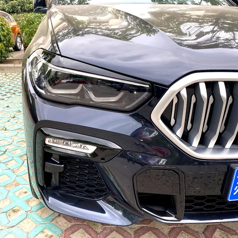 Car Glossy Black Headlights Eyebrows Eyelids Cover Eyelash Head Light Lamp Stickers For-BMW X5 G05 X6 G06 2019+