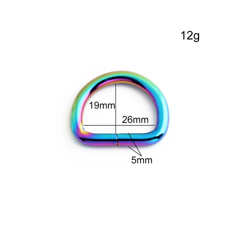 5PCS Metal D-shaped Iron Wire Bag Shoulder Strap Connector Rainbow Color Semicircular Keychain Ring DIY Wallet Making