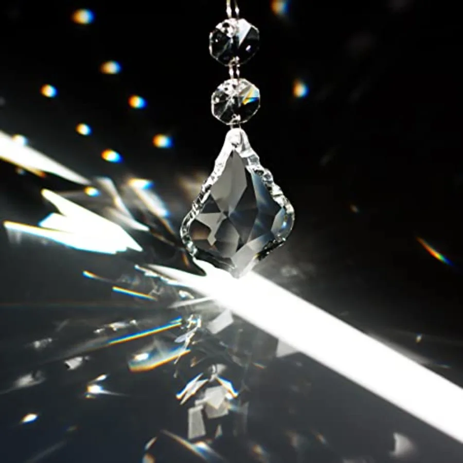 Maple Leaf 20pcs Crystal Chandelier Prisms Replacement Pendant Parts, Hanging Crystals Beads for Chandelier Wedding Decoration