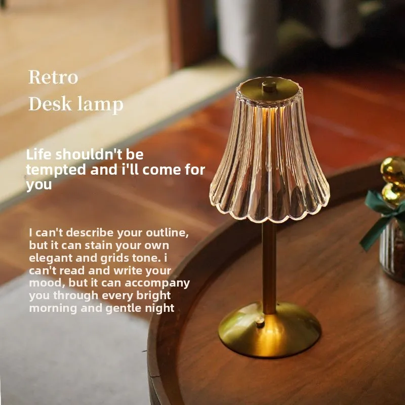 

New Crystal LED Table Lamp, Touch Rechargeable Ambiance Lamp for Bedroom, Dining, Bar, Hotel, Coffee Shop