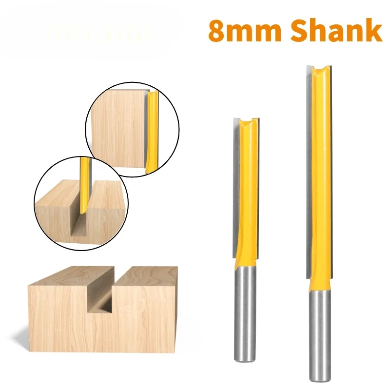 

2PCS 8MM Shank Long Blades Straight Router Bit Woodworing Milling Cutter For Wood Cleaning Flush Trim