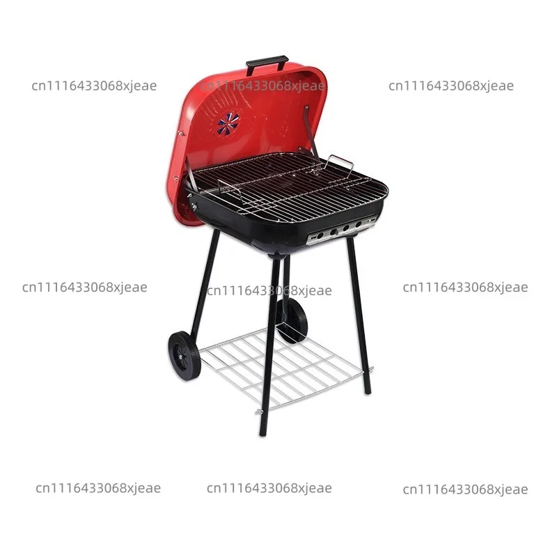 Multi-functional barbecue grill for use, assembly-ready barbecue stand, portable with wheels