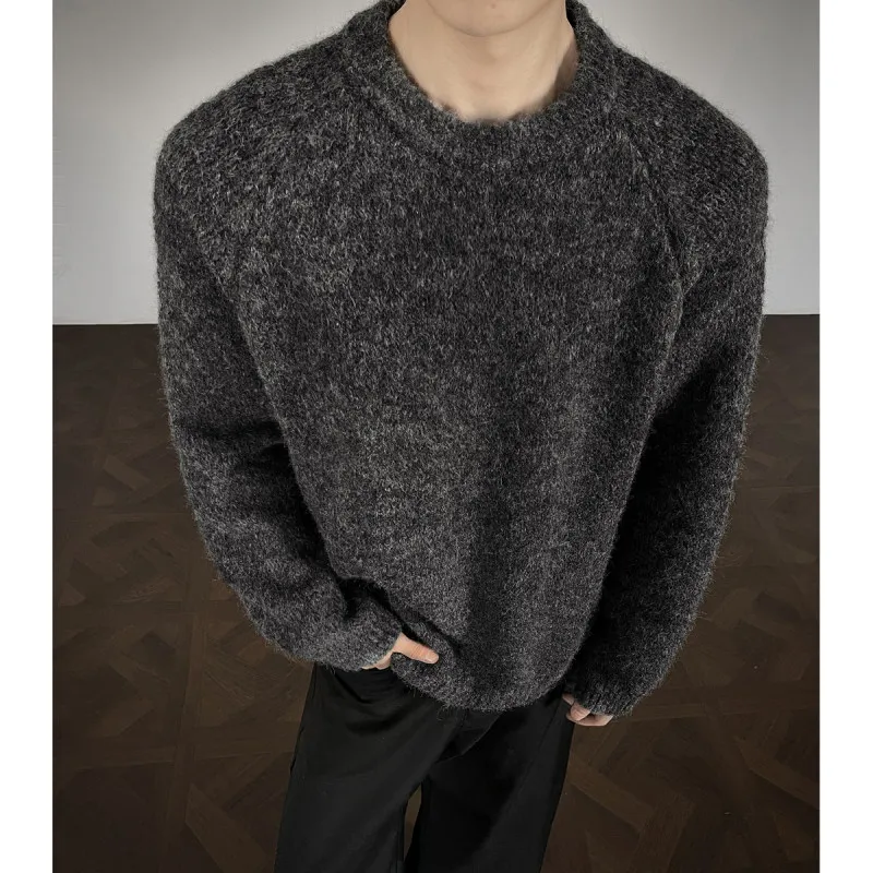 

Autumn Winter Loose Fit Men's Knitted Sweater Wool Blend Comfortable Warm Faionable Ci Walk Suitable for Couples