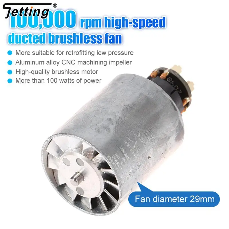 1Pc Micro Brushless Ducted Fan High Voltage 100000rpm CNC Aluminum Impeller Hair Dryer Ultra High Speed Brushless Motor