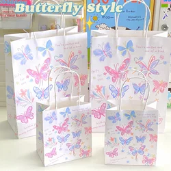 S/L Butterfly Shopping Bags INS Butterfly Animals stampato a mano borsa in carta Kraft Mall Store Wrapping Bag Party Gift Bag