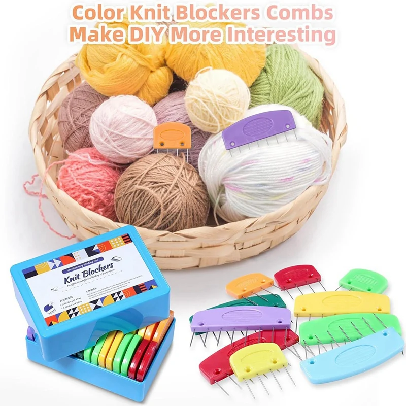 

20 шт. цветных вязаных блокирующих гребней-зажимов, радужные вязаные блокирующие гребни для блокирования, вязаные блокирующие гребни-зажимы для блокирующих матов
