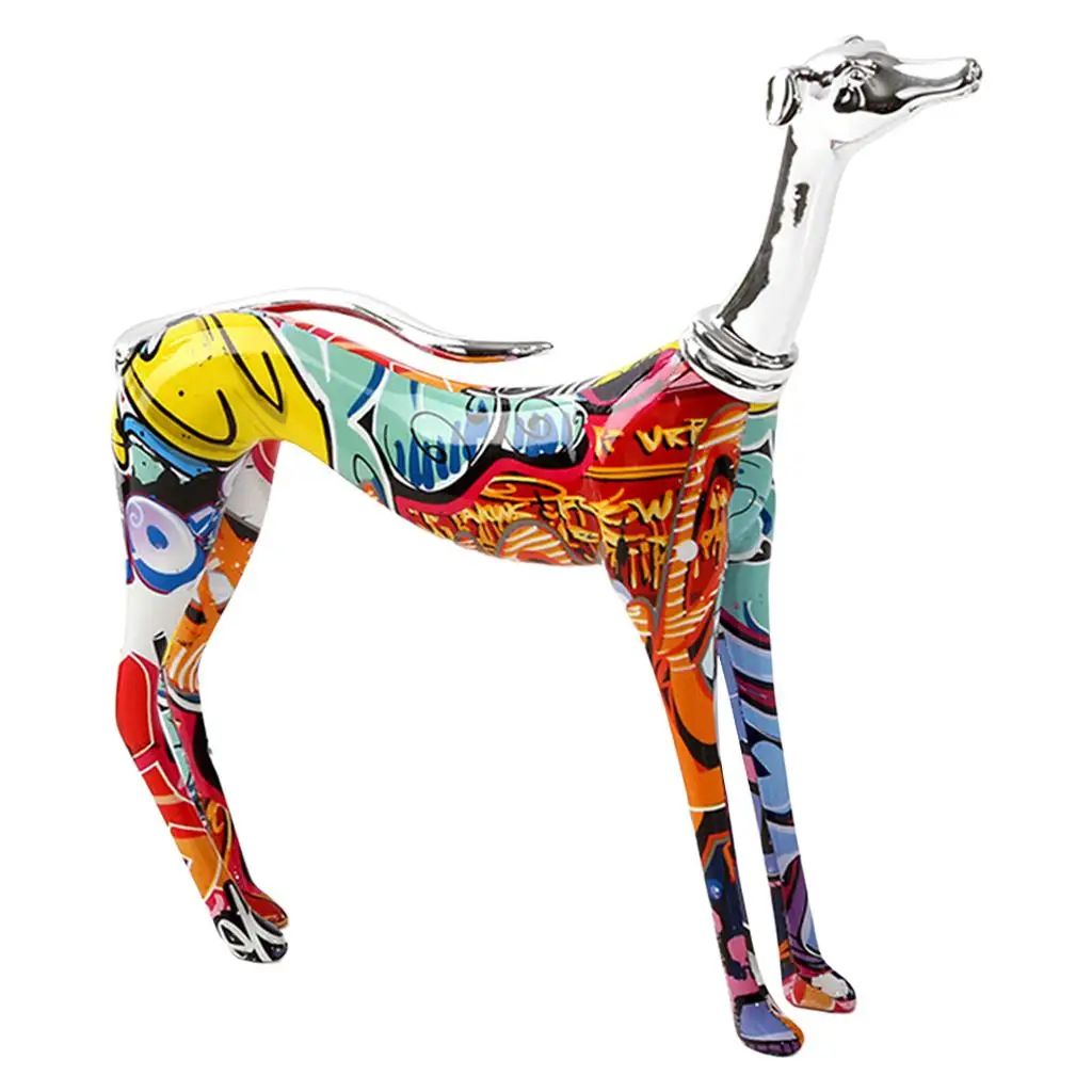 Doberman Dog Statue Figurine Resin Art Sculpture Colorful Painted Decoration Modern Home Office Desktop Ornament Gift for Friend