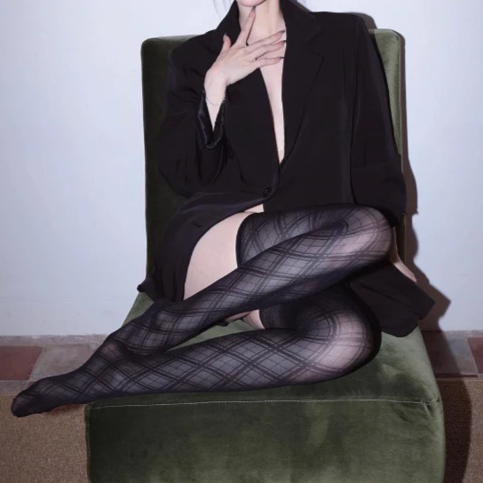 

Club Night Stockings Black Cross Design Socks Warm Leg Hosiery for Women Queen Sleepwear Dating Normal Costumes
