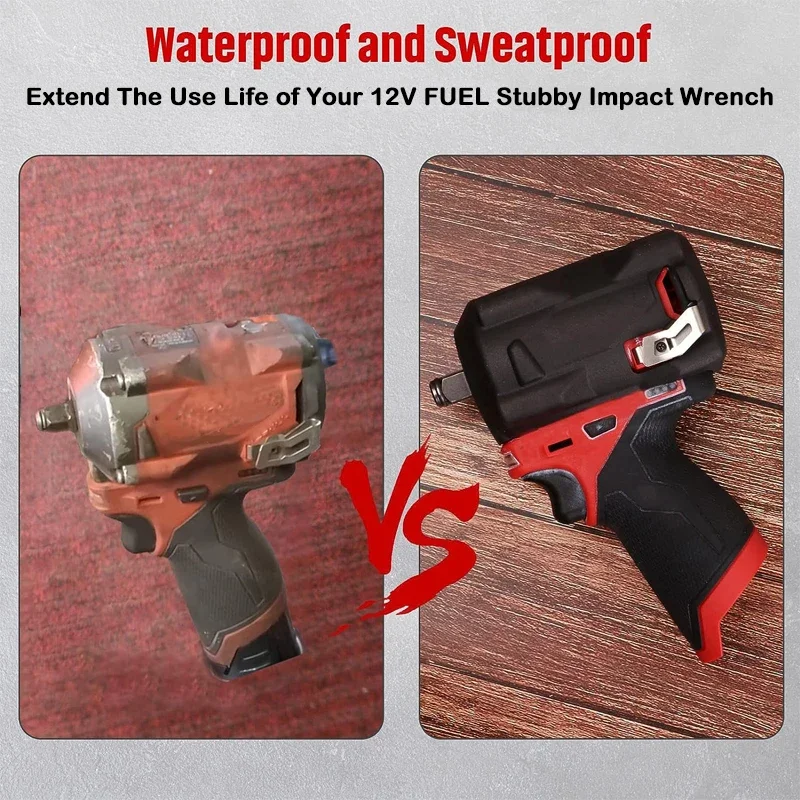 تأثير سائق واقية التمهيد المطاط الأحمر/أسود ل أداة التمهيد ل MILWAUKEE M-12 F-UEL قصير تأثير WrenchesTool واقية التمهيد #5
