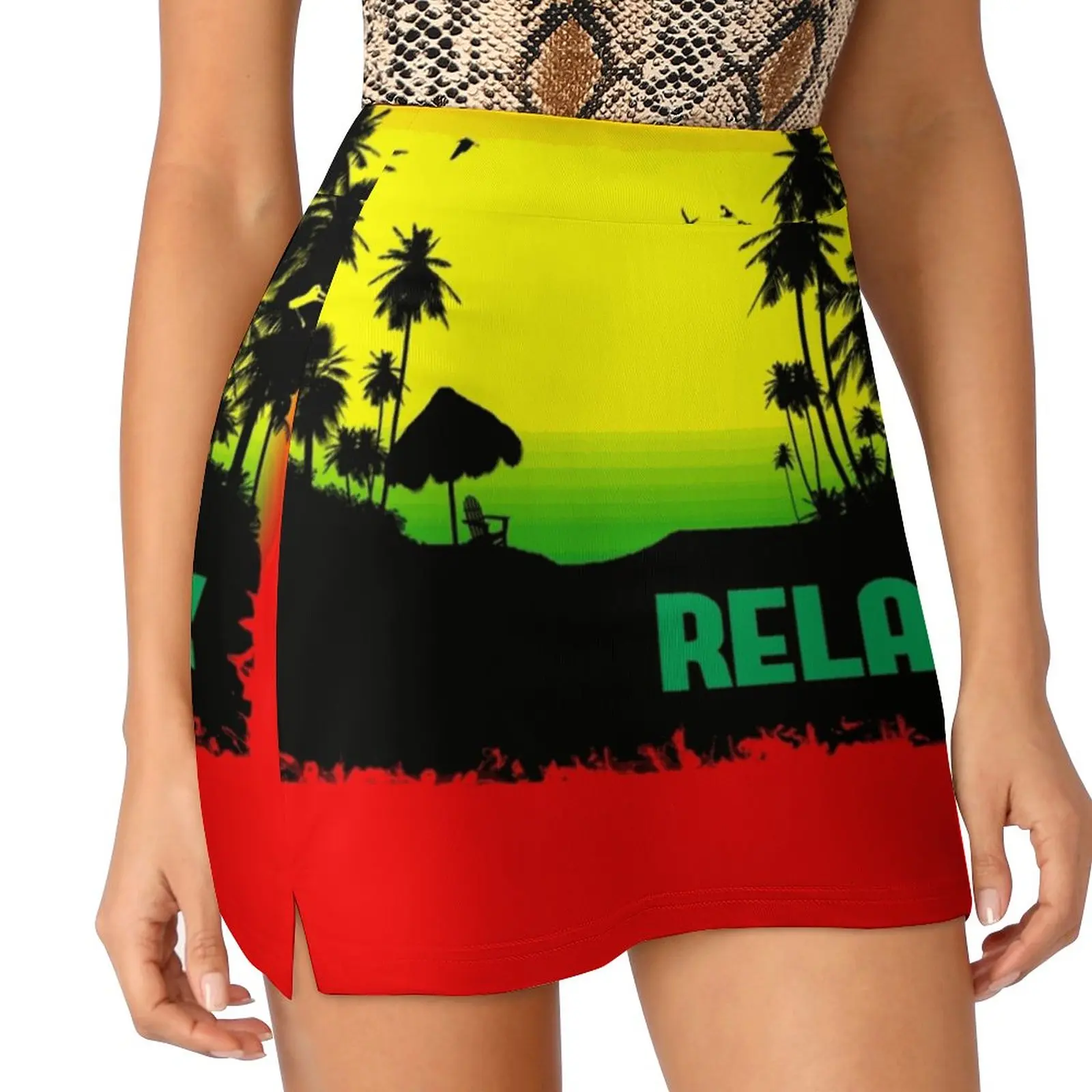 Rasta Relax Skirts Woman Fashion 2022 Pant Skirt Mini Skirts Office Short Skirt Beach Jamaica Rasta Rastafarian Ocean Island