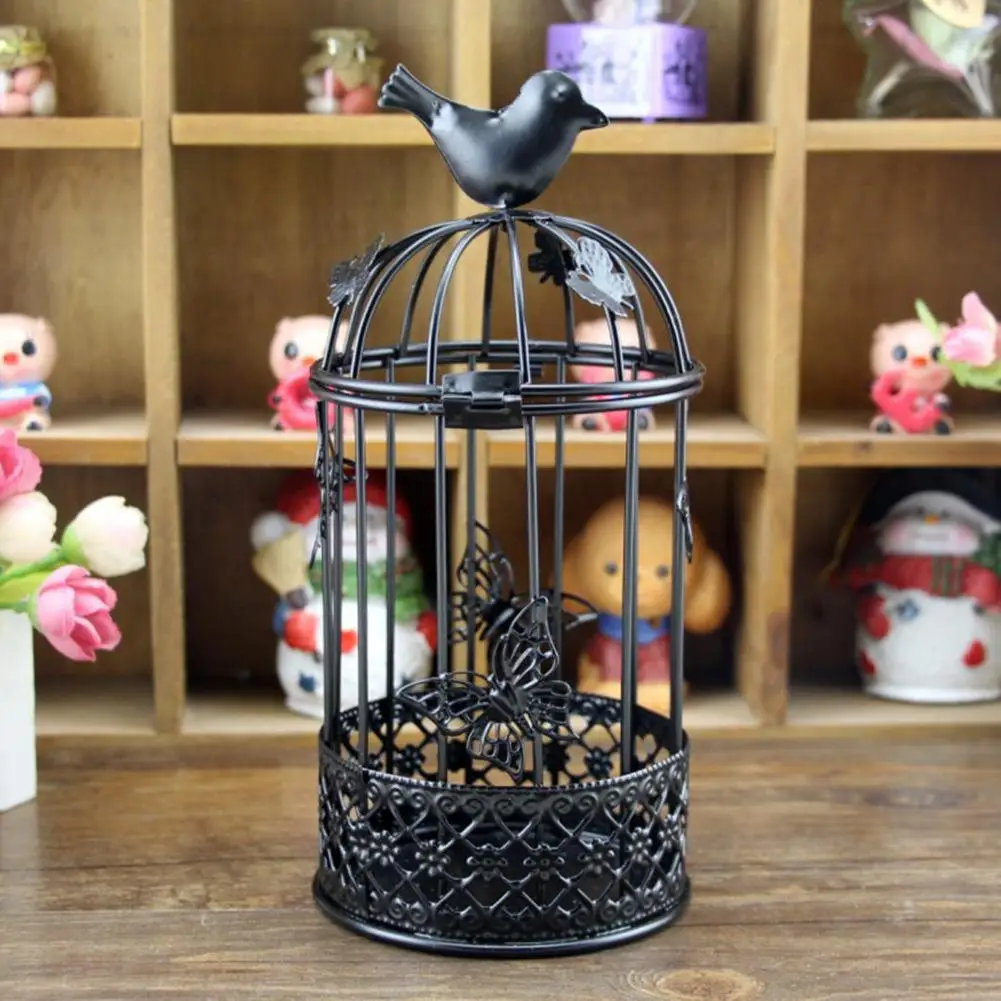 Iron Bird Cage Butterflies Candle Holder Large Birdcage Candle Holder Table Ornament Hollowed Out Butterfly Metal Handicraft