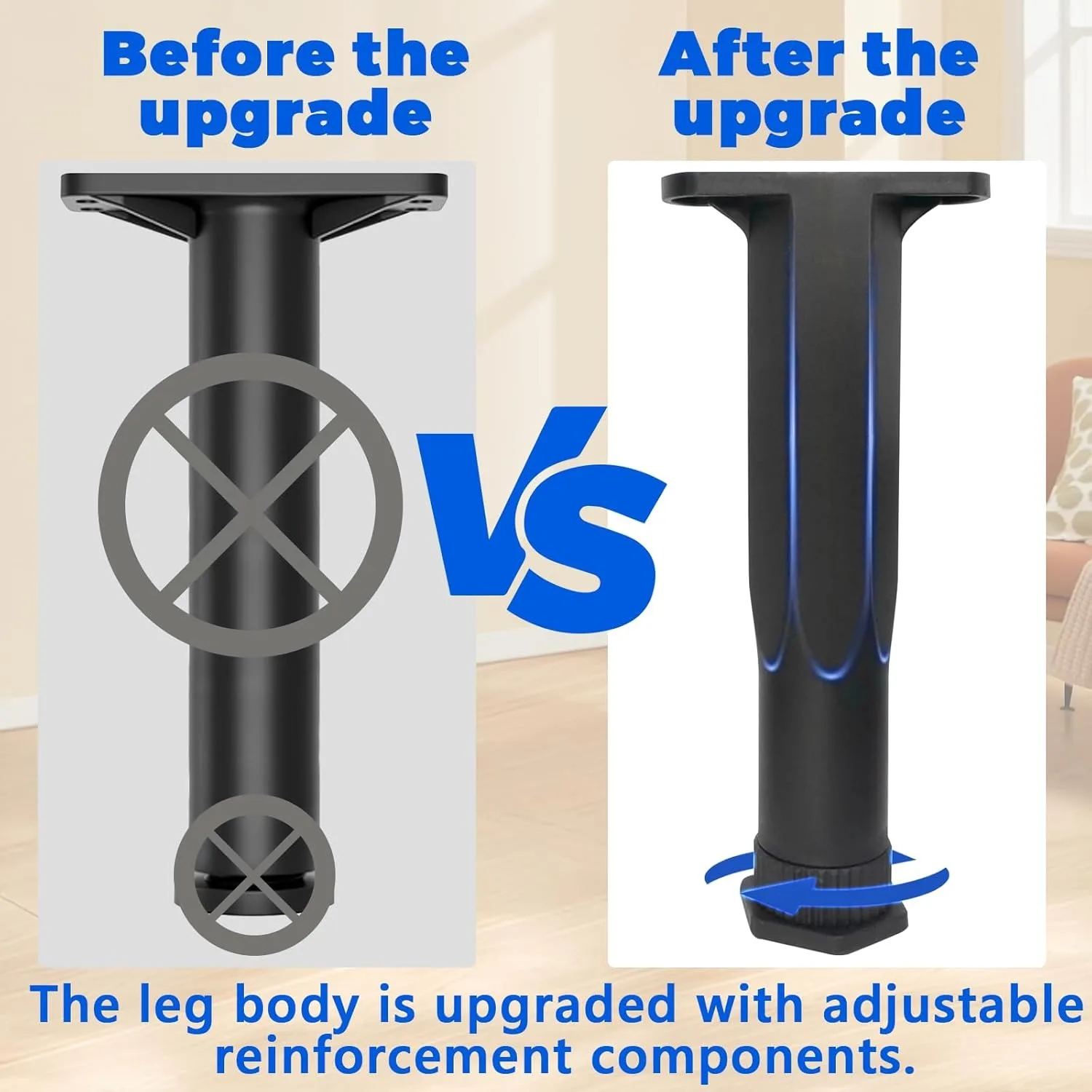4Pcs Adjustable Bed Support Legs Heavy Duty Furniture Legs for Bed Frame Sofa Table Cabinet image 4