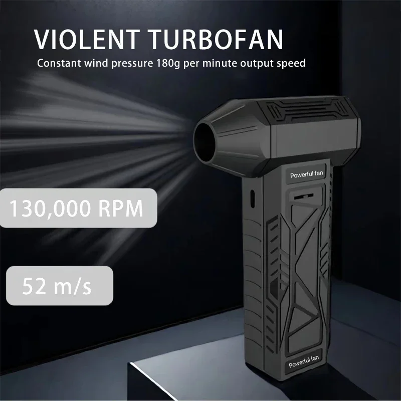 

New Handheld Brushless Mini Turbojet Fan 130000RPM Air Gun Wireless Air Gun Rechargeable Blower Home Portable Fan Cross Jet Gun