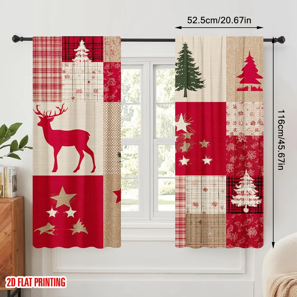 2pcs,2D plane printing Light Filtering Curtains Queen and King Versatile Durable Polyester (without rod) Gifts Use for Living