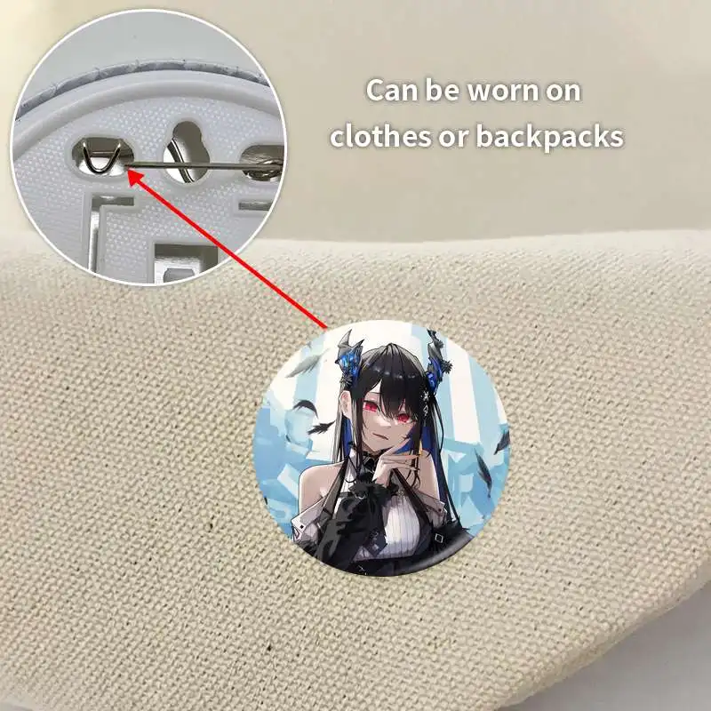 Nerissa ravenft Ch VTuber بروش شارة أنيمي ، دبوس مرساة الطرفية ، حلية هدية تذكارية لصديق ، 75