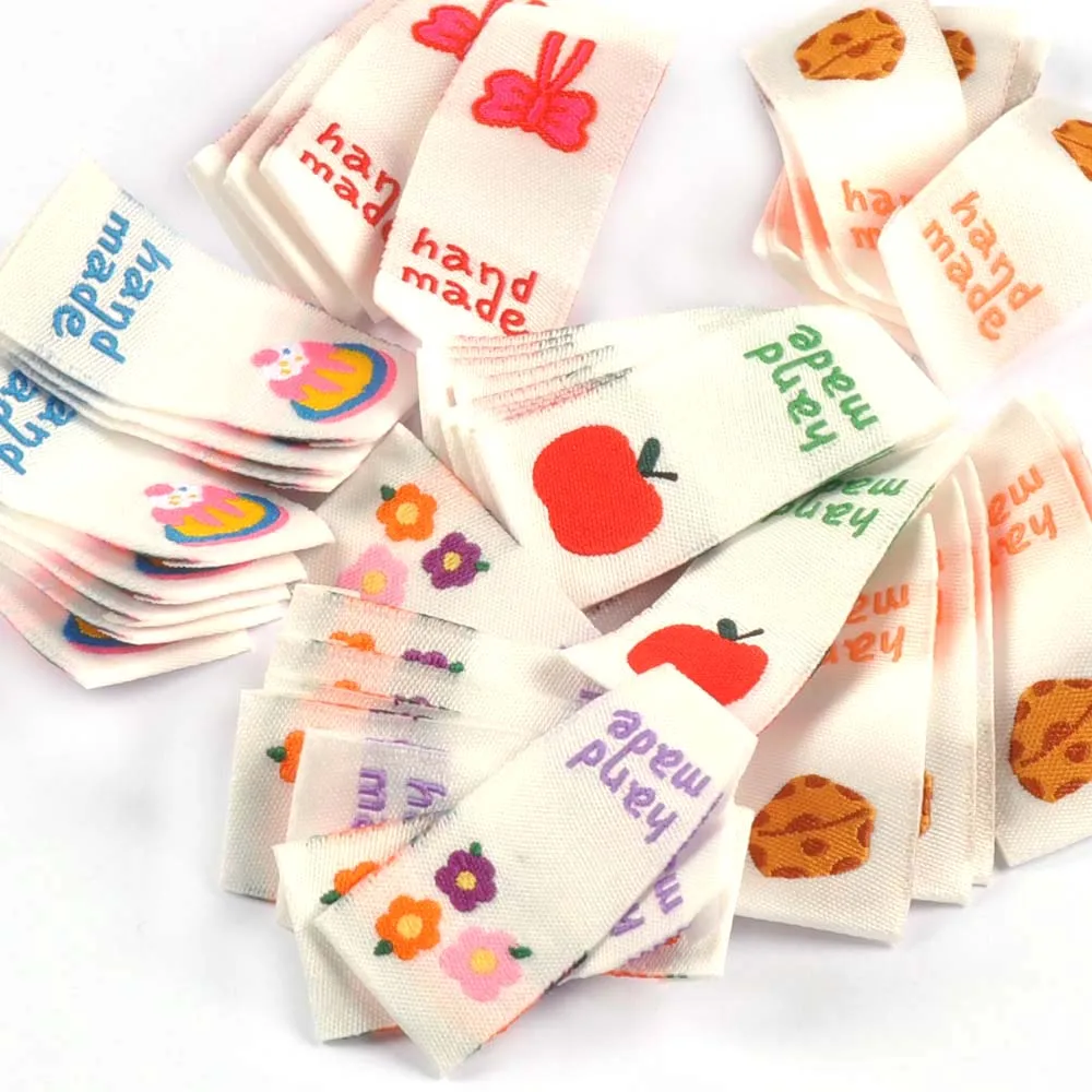 50Pcs Cartoon Cake/Apple/Cheese Embroidery Labels For Sewing Garment Accessories DIY Bag Shoes Tags Crafts c3523