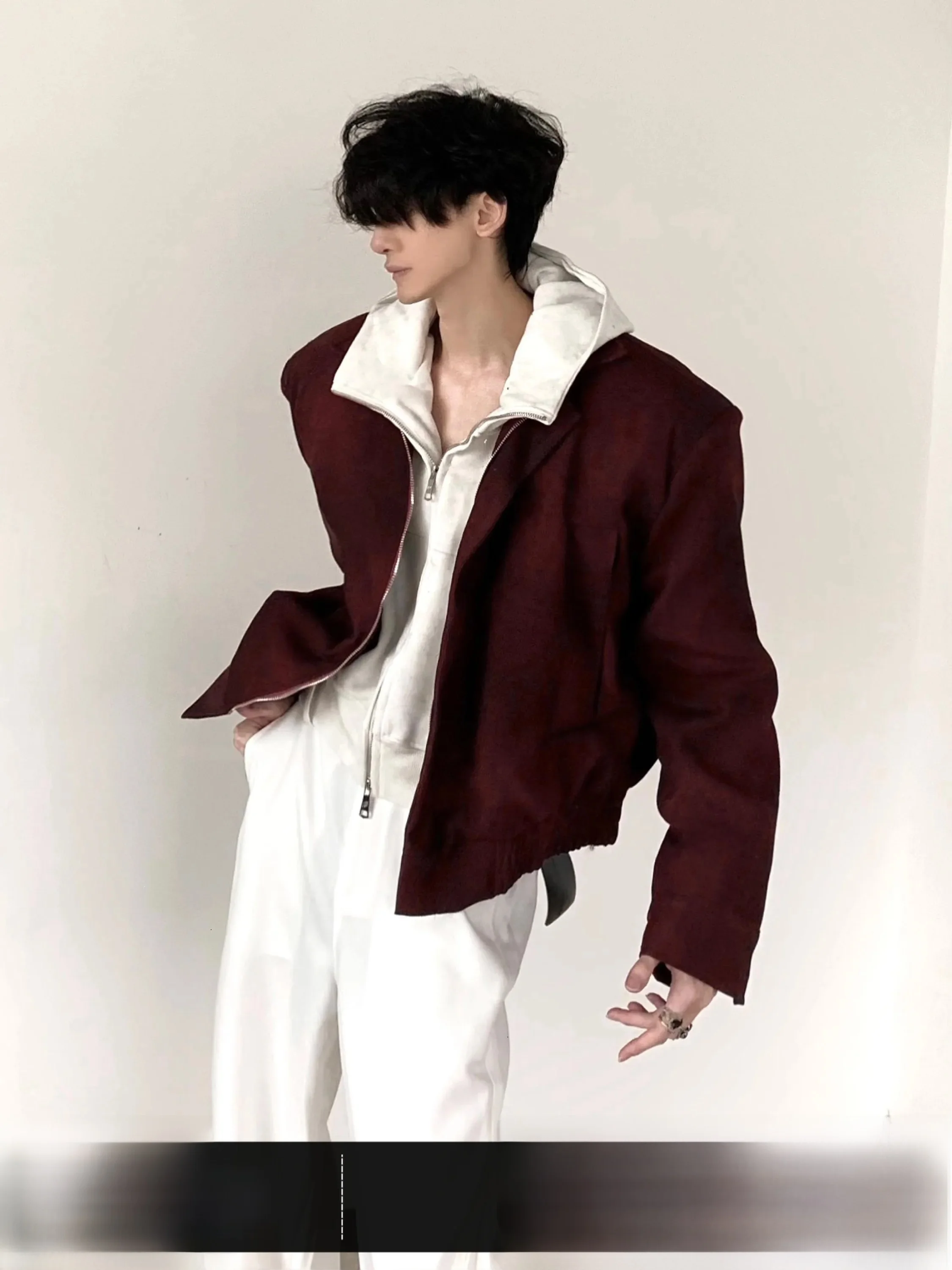 Autumn Mountain Wind Thickened Shoulder Pad Jacket Men's Winter High Design Cotton Coat Red Dyed in Small Quantity Men's Jacket