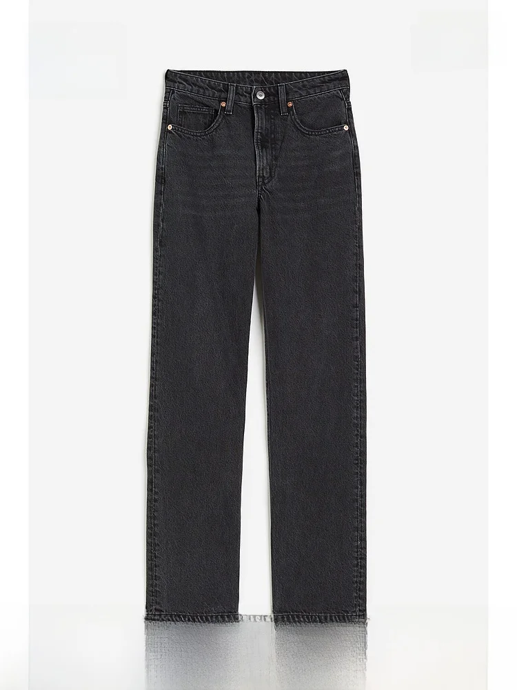 

Удобные модные прямые джинсы, женские зимние повседневные тонкие джинсовые брюки H & M, длинные хлопковые джинсы с высокой талией