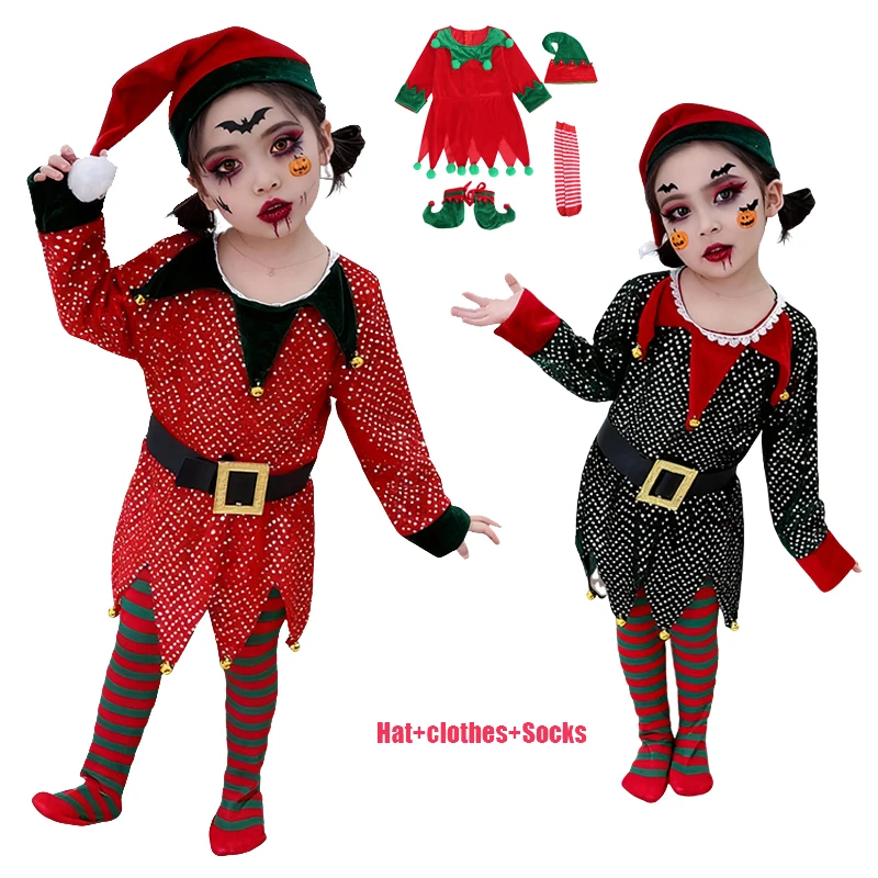 2025 Girls Cosplay Dress Christmas Costume Carnival Party Costume Set Halloween Cosplay Clothes Christmas Gifts for Children