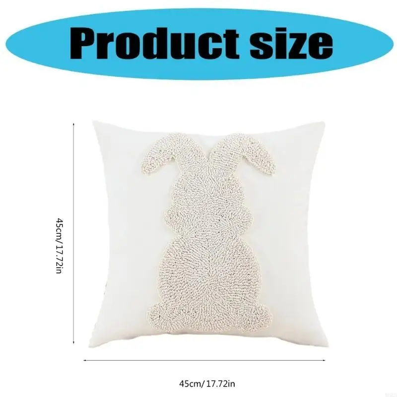 

W8EA 45x45cm Easters Rabbit Eggs Pillow Cover Soft Comfortable Bedroom Room Sofa