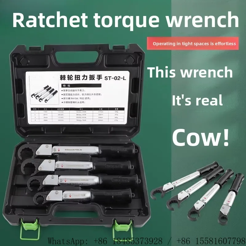 ST-02L High Precision Open Ratchet Torque Wrench Narrow Space AC Spark Plug Repair Service Hand Tool Kit