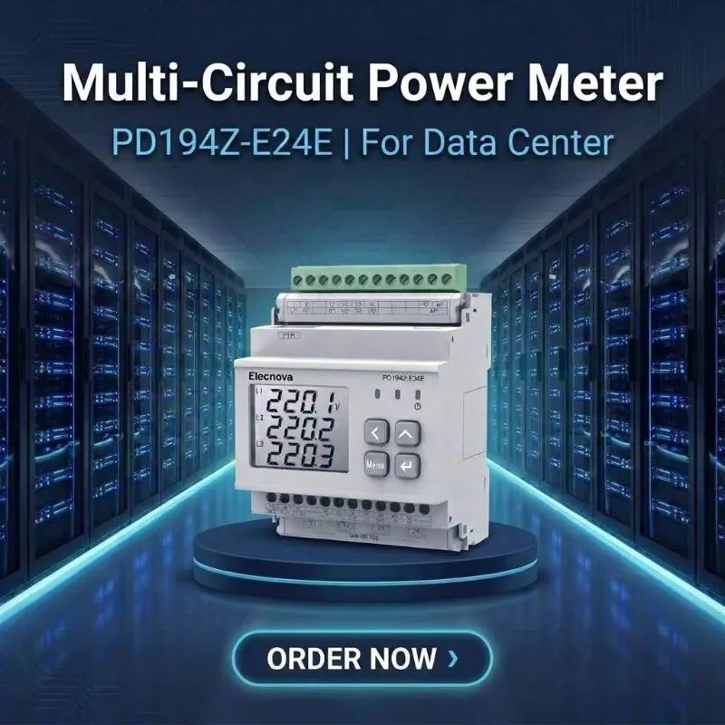 Multi Circuit Power Meter Class 0.5S 3 Phase DIN Rail Energy Meter for Data Center Branch Monitoring LCD Display PD194Z-E24E