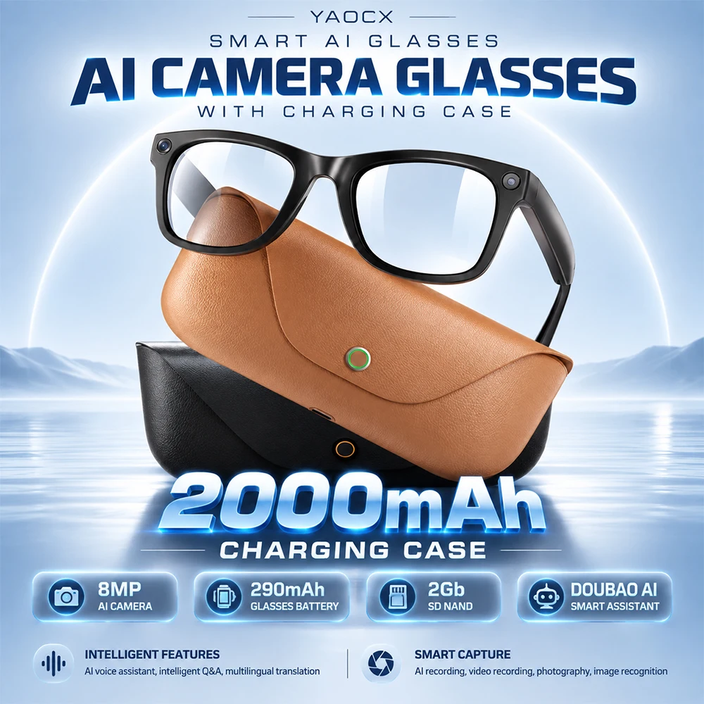 2026 MT5 Mini Smart Glasses 8MP HD Camera AI Voice Assistant Audio Video Recording Online Call Translation Intelligent Eyewear
