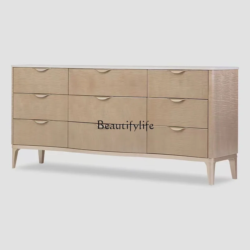 

American classical custom light luxury solid wood porch nine bucket cabinet drawer side cabinet
